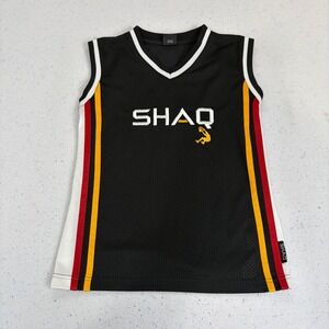 SHAQ Kids Basketball Jersey Black Miami Heat Red Yellow Stripe Size M Streetwear